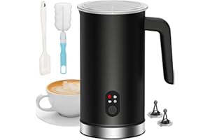 Ovetedot Milk Frother, 4-in-1 Milk Frother and Steamer, Automatic Hot and Cold Foam Maker and Milk Warmer, Electric Frother for Coffee, Latte, Cappuccino, Macchiato, Matcha(Black)