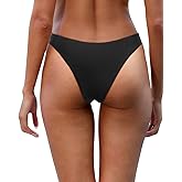 Aqua Eve Women Cheeky Bikini Bottom Brazilian High Cut Swim Bottom Low Rise Bathing Suit Bottom