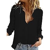 IPMQ Womens Long Sleeve Button Down Shirts Cotton Linen Dress Shirts Casual Summer Tops Work Blouses 2026
