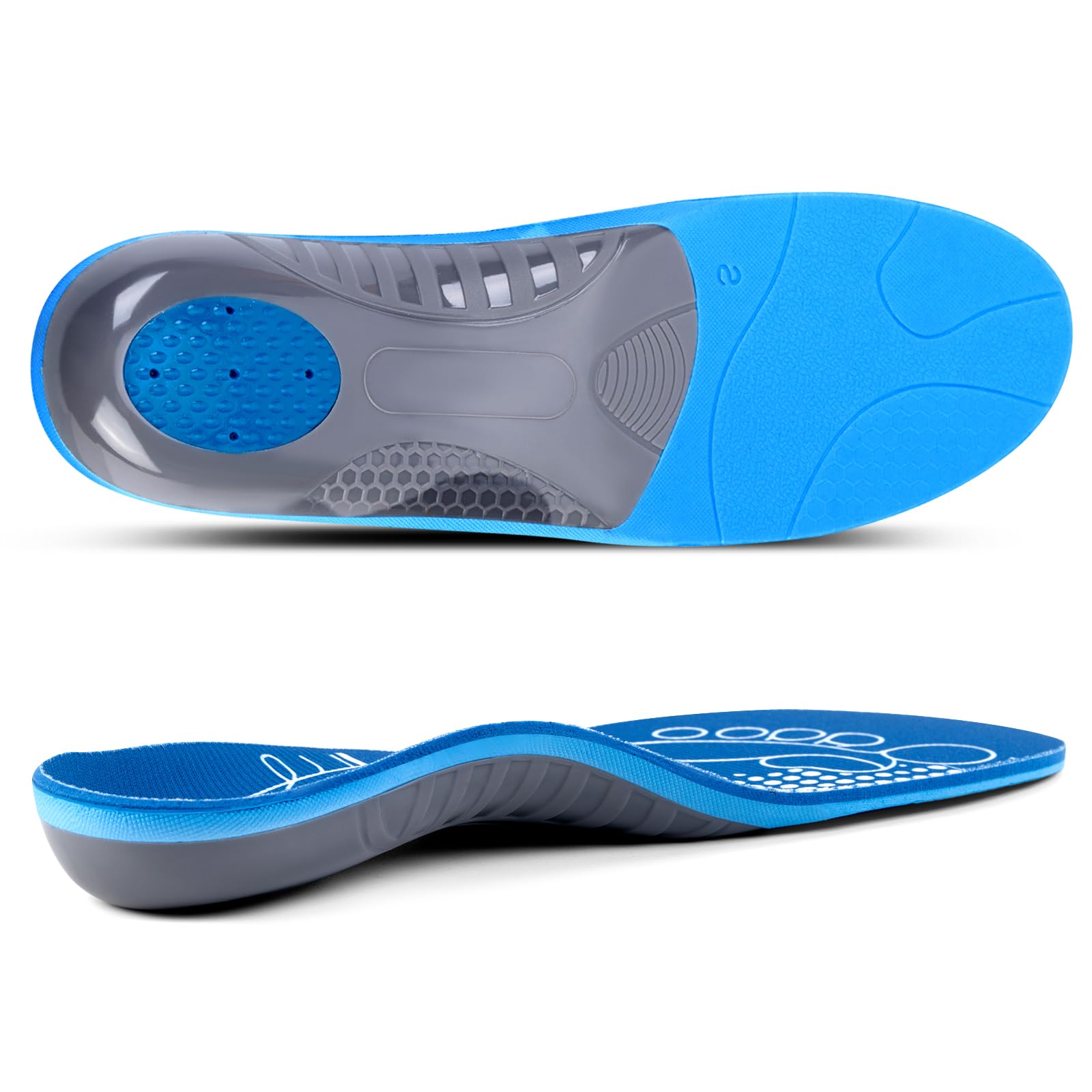 Photo 1 of Arch Support Inserts for Plantar Fasciitis Relief Insoles for Men Women Orthotics of Flat Feet High Arch Heel Pain Relief Shoe Inserts (Men 13-13.5, Blue)