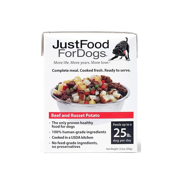 JUSTFOODFORDOGS, PANTRY FRESH BEEF AND RUSSET POTATO DOG FOOD TETRA PACK, 12.5 OZ