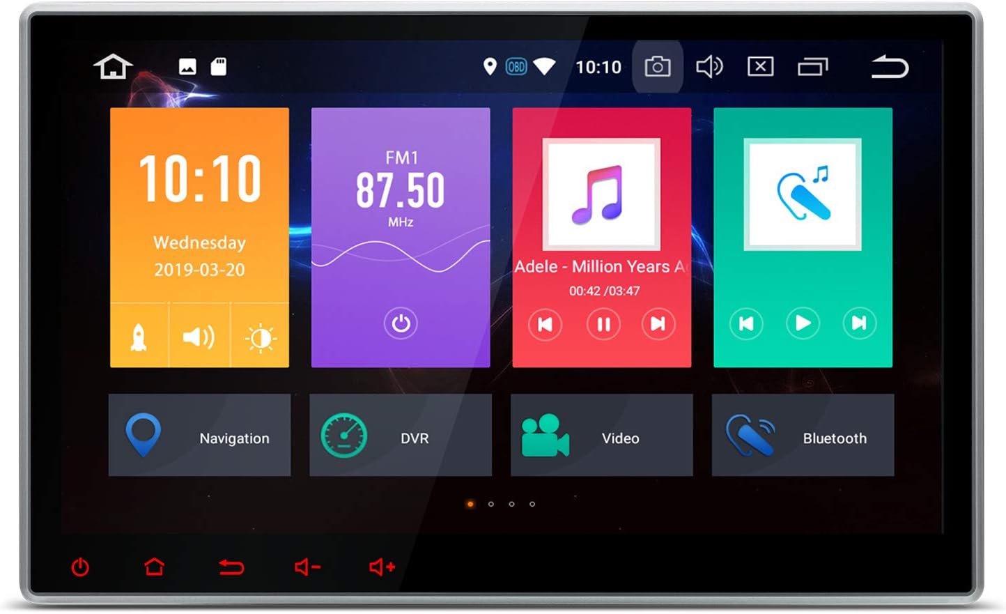 XTRONS 10.1 Inch Android 9.0 Car Stereo Radio DVD Player Universal Double Din GPS Navigator Octa Core 4G RAM 64G ROM Multi-Touch Screen Adjustable Viewing Angles Head Unit Supports OBD2 TPMS WiFi