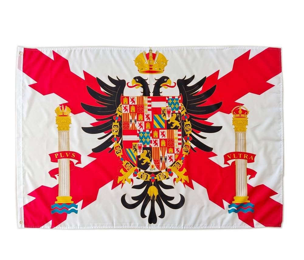 Flag of BORGOÑA Cross with Bicephalous Eagle -Eagle Bicefala Cross of San Andres150X90 CM, Spain flag thirds shield empire Charles I