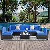 Walsunny 7 Pieces Outdoor Furniture Patio Sets,Low Back All-Weather Small Rattan Sectional Sofa with Tea Table&Washable… 61lIRA%2Bt9ML. SS100