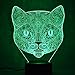 3D LED Night Lamp, Night Lighting, Optical Illusion Visual Lamp, 7 Colors Change, Touch Button, Decor Lamp, Bedside Lamp, Creative Lamp, Kids Gifts (Cat)