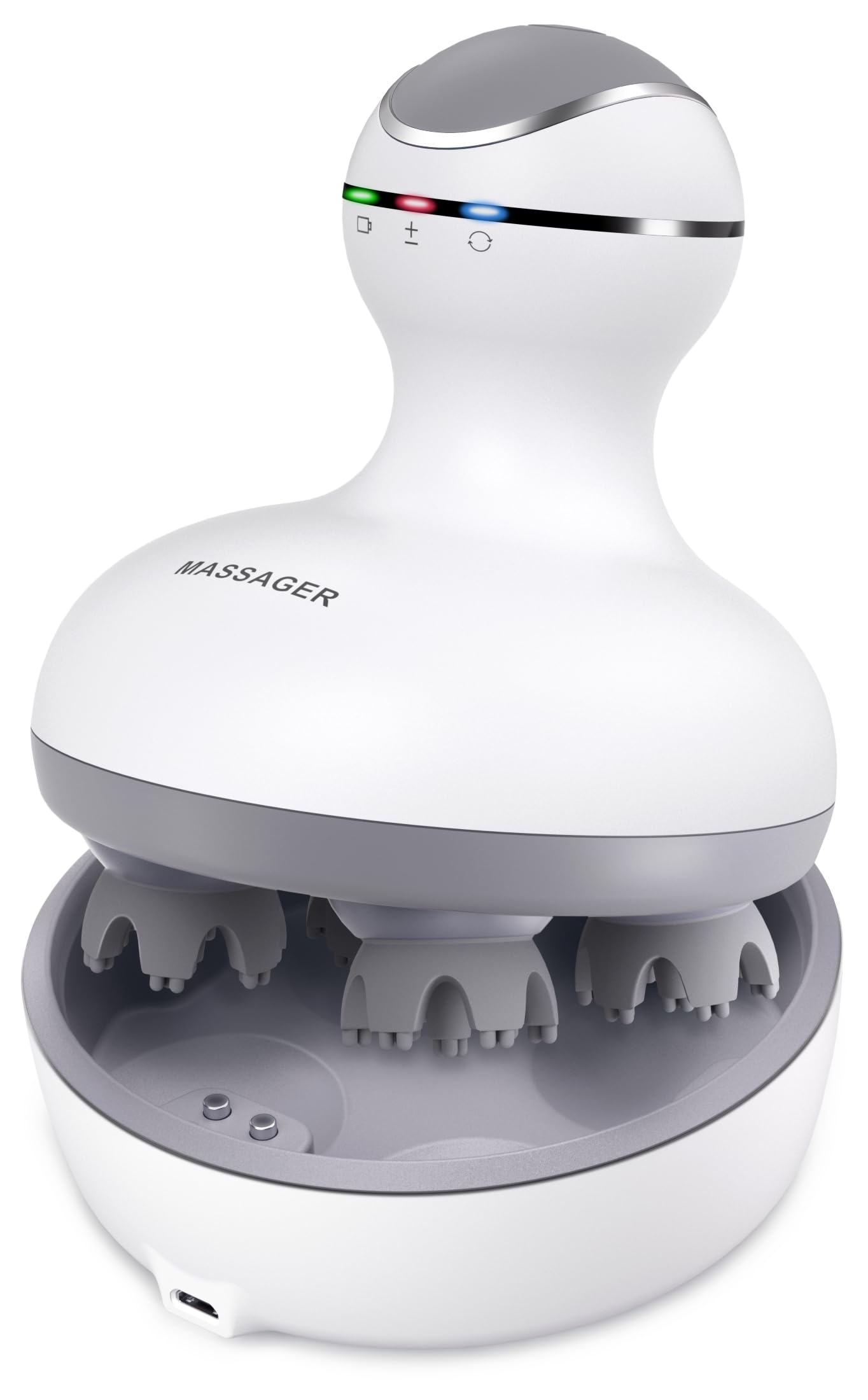 Electric Head Massager, with 4 Removable Heads Attachments, 84 Nodes Hair Scalp Massager for Hair Growth, Hair Care & Stress Relief, Waterproof Portable Head Scratcher Massager, Gifts for Women Men