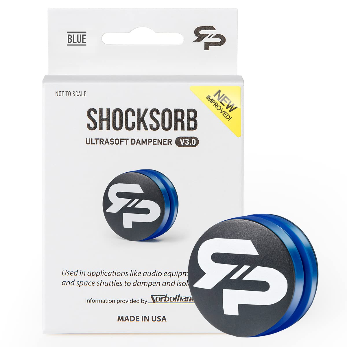 RTP Tennis Racket Vibration Dampener - ShockSorb Blue Ultrasoft V3 The Only Dampener Made for Pain Relief - Handcrafted with Patented Material Sorbothane Made in USA - 1 Pack Limited Warranty…