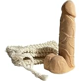 Willy soap. Natural beige. 3.3 oz. 100% Handmade. Scent: Amber. Fun gift. Packed in clear box with soap saver scrub pouch. For sensitive and dry skin.