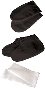 Deo Black Cotton Manicure Pedicure Mitts Booties Spa Treatment Liners Hands Feet view 1