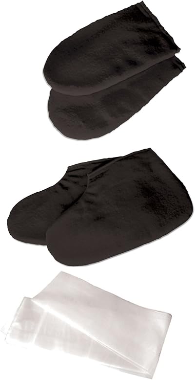 Deo Black Cotton Manicure Pedicure Mitts Booties Spa Treatment Liners Hands Feet