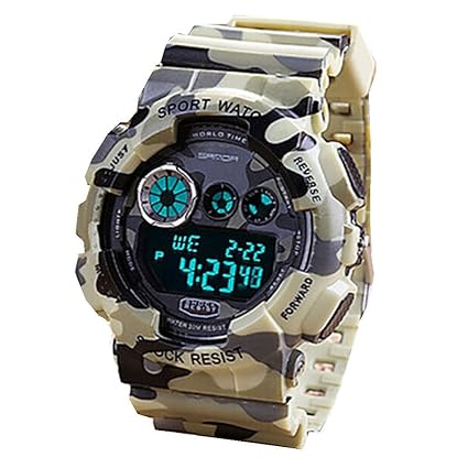 Soleasy Men s Sport Watch Camouflage Military Design Digital Display Calendar Chronograph Alarm WTH2921