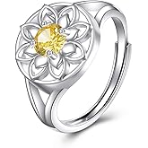 KZX Adjustable Lotus Ring for Women 925 Sterling Silver Lotus Flower Ring Adjustable Open Ring Band Jewelry Birthday Valentine's Day Christmas Gifts for Wife Mom
