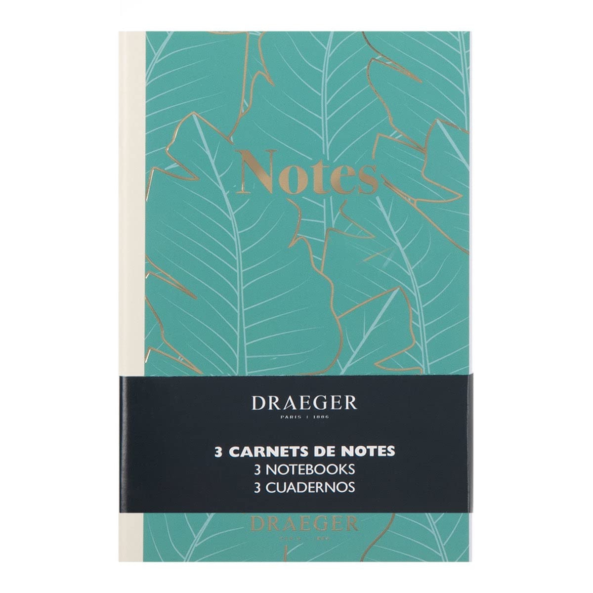 DRAEGER Paris | Pack of 3 A6 Notebooks Green, Ivory, Pink | Soft Cover with Gold Details | 10 x 15 cm | 72 Lined Pages | FSC® Certified Paper | to do List | Ideal for Office, Home, School