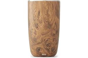 S'well Stainless Steel Wine Chiller, Holds 750ml Bottle, Teakwood, Triple Layered Vacuum Insulated Container Keeps Bottles Chilled for Longer, BPA Free Barware