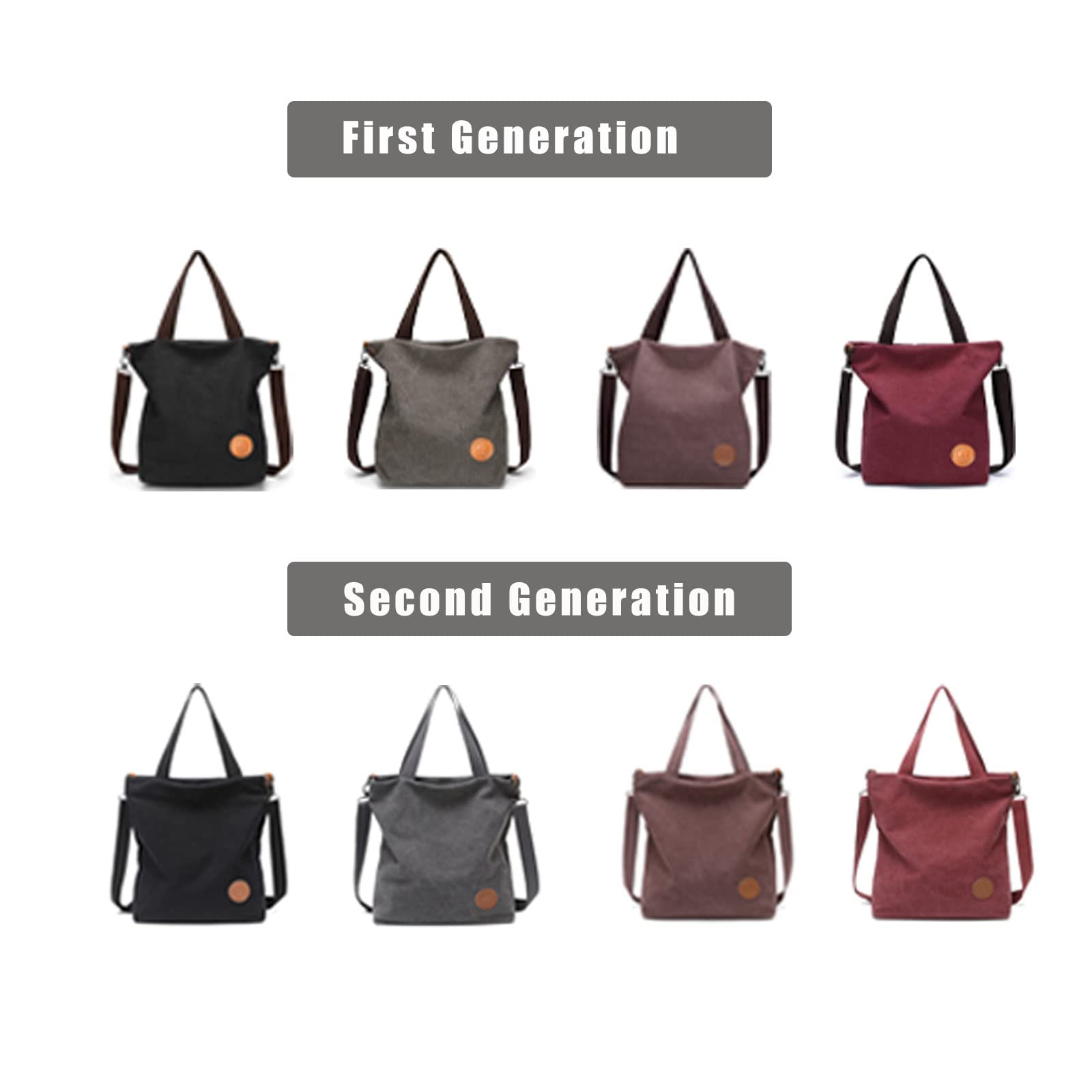 JANSBEN Women's Canvas Handbag, Shoulder Bag, Casual, Multifunctional Shoulder Bags, Large, for Work, School, Shopping, Casual and Daily Use, gray, Casual