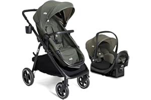 Joie Ginger LX Stroller and Rue Infant Car Seat Travel System with Anti-Rebound Base and All-Wheel Suspension (Evergreen)