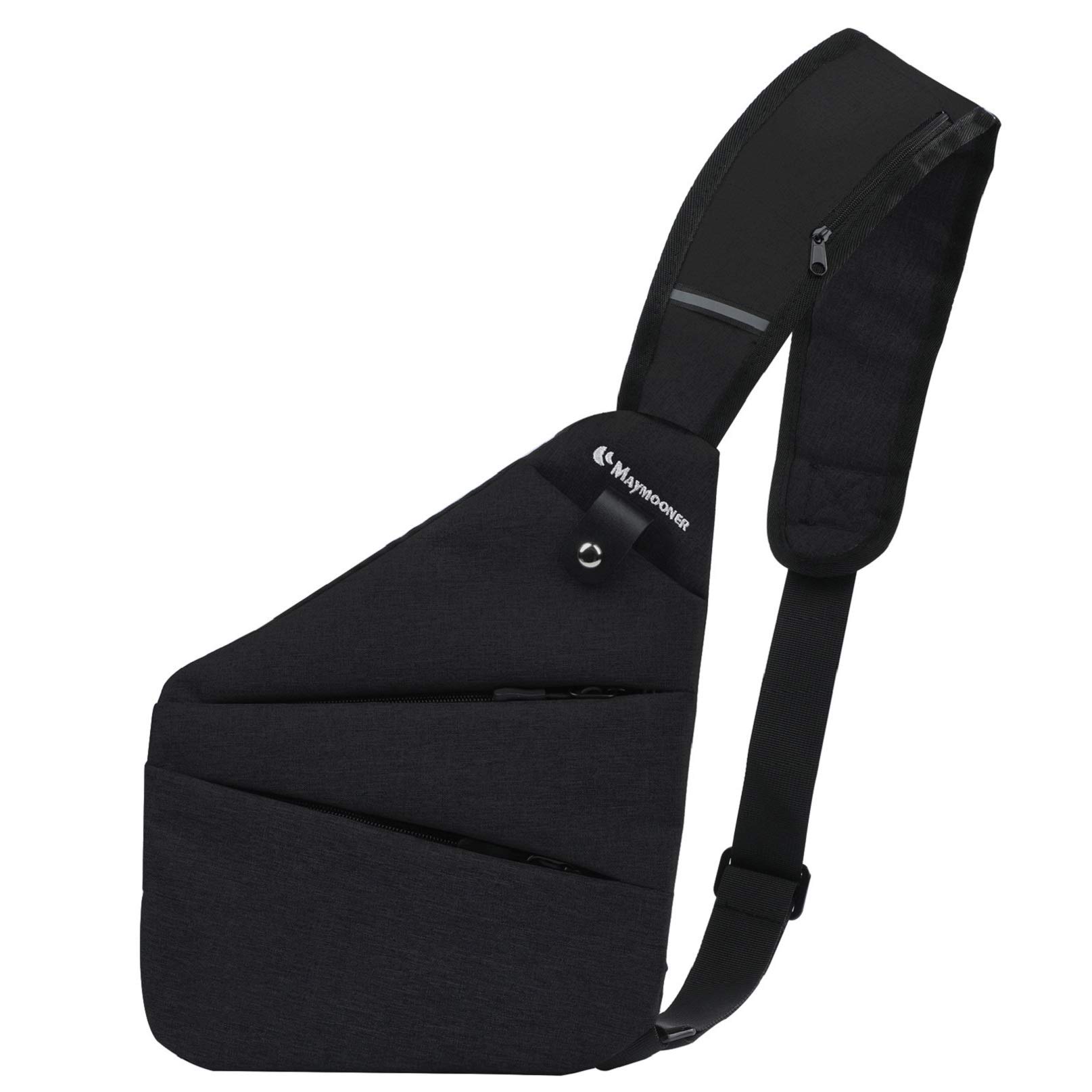 MAYMOONER Mens Slim Sling Chest Bag Anti Theft Crossbody Shoulder Bag Lightweight Daypack for Outdoor Sport Travel Hiking Color Black