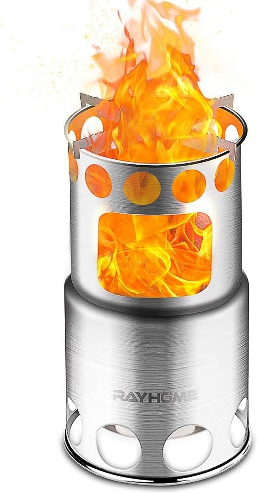 Backpack Camping Stove Portable Wood Burning Camp Stoves Lightweight Small Stainless Steel Fire Stove Nylon Carry Bag Outdoor for Picnic BBQ Camp Hiking Climbing Fishing traveling