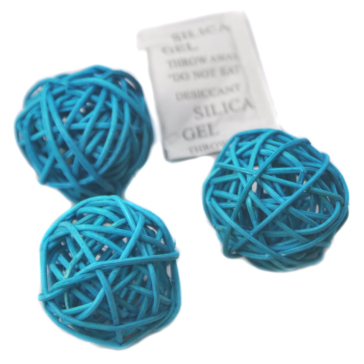 Ougual Natural Wicker Rattan Balls Table Wedding Party Hanging Wobble Ball Christmas Decoration (8cm, 6pcs, Sky Blue)