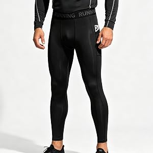 Men’s Compression Pants Running Leggings with Pockets, Athletic Base Layer Workout Tights for Sports, Basketball & Training