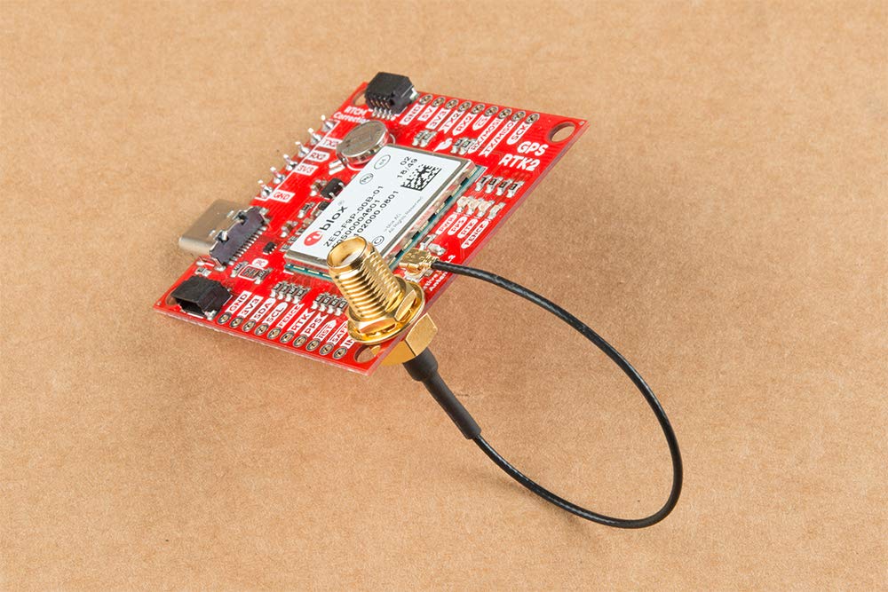 SparkFun GPS-RTK-SMA Breakout-ZED-F9P (Qwiic)-Concurrent reception of GPS GLONASS Galileo BeiDou High precision GPS 10mm 3 dimensional accuracy Receives L1C/A & L2C bands Voltage:5V or 3.3V Logic:3.3V