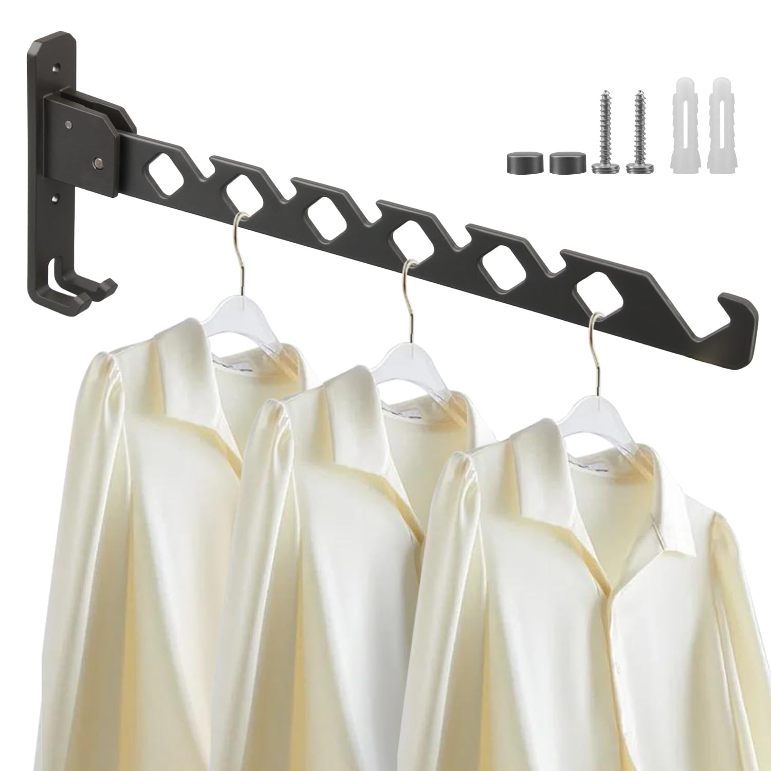 Lxoraziy Foldable Wall Mounted Clothes Hanger, Aluminum Wall Mounted Drying Rack, Small Wall Clothes Airer, for Bathroom Bedroom Hotel(Grey)