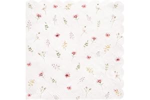 GardenCity Floral Cocktail Napkins, 50 Pack Wildflower Paper Napkins, Disposable Floral Napkin for Bridal Shower, Baby Shower