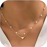 Layered Pearl Choker Necklace for Women Heart Choker Necklace for Girls Layered Heart Necklace Pendant for Women Jewelry Gifts for Her