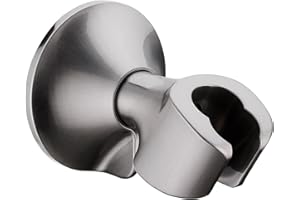 BRIGHT SHOWERS Handheld Shower Head Holder with Dual Angle Positions, Wall Suction Bracket Includes Adhesive 3M Disc, No Tools Required and Easy Installation, Brushed Nickel Finish