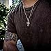 TOPGRILLZ Cross Necklace for Men Gold Necklace for Women Gold Heart Cross Jewelry 14K Silver Plated Solid Iced Cubic Zirconia Stainless Steel Pendant Chain