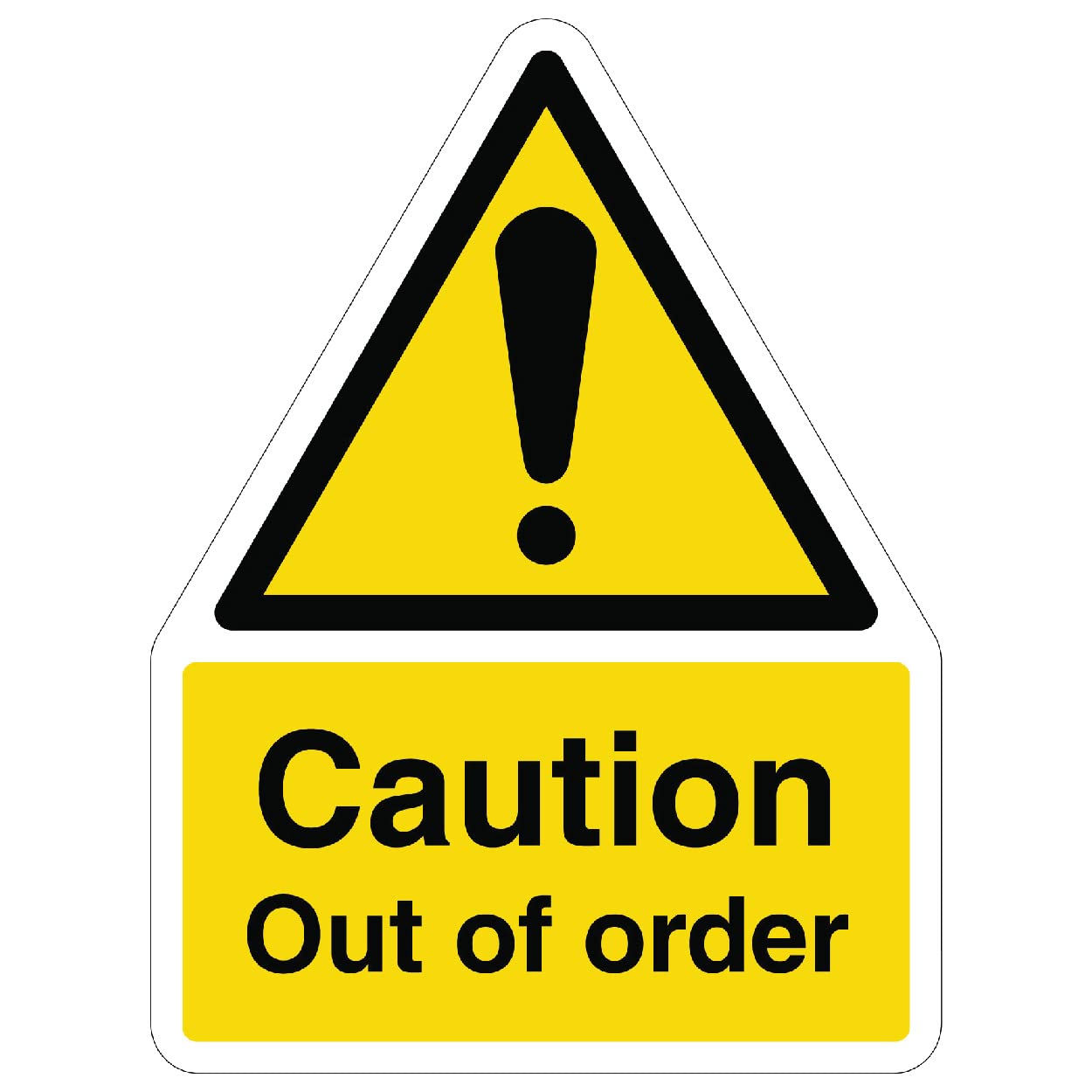 V Safety Shaped Safety Sign - Caution Out Of Order - 300X400 - 1MM Rigid Plastic