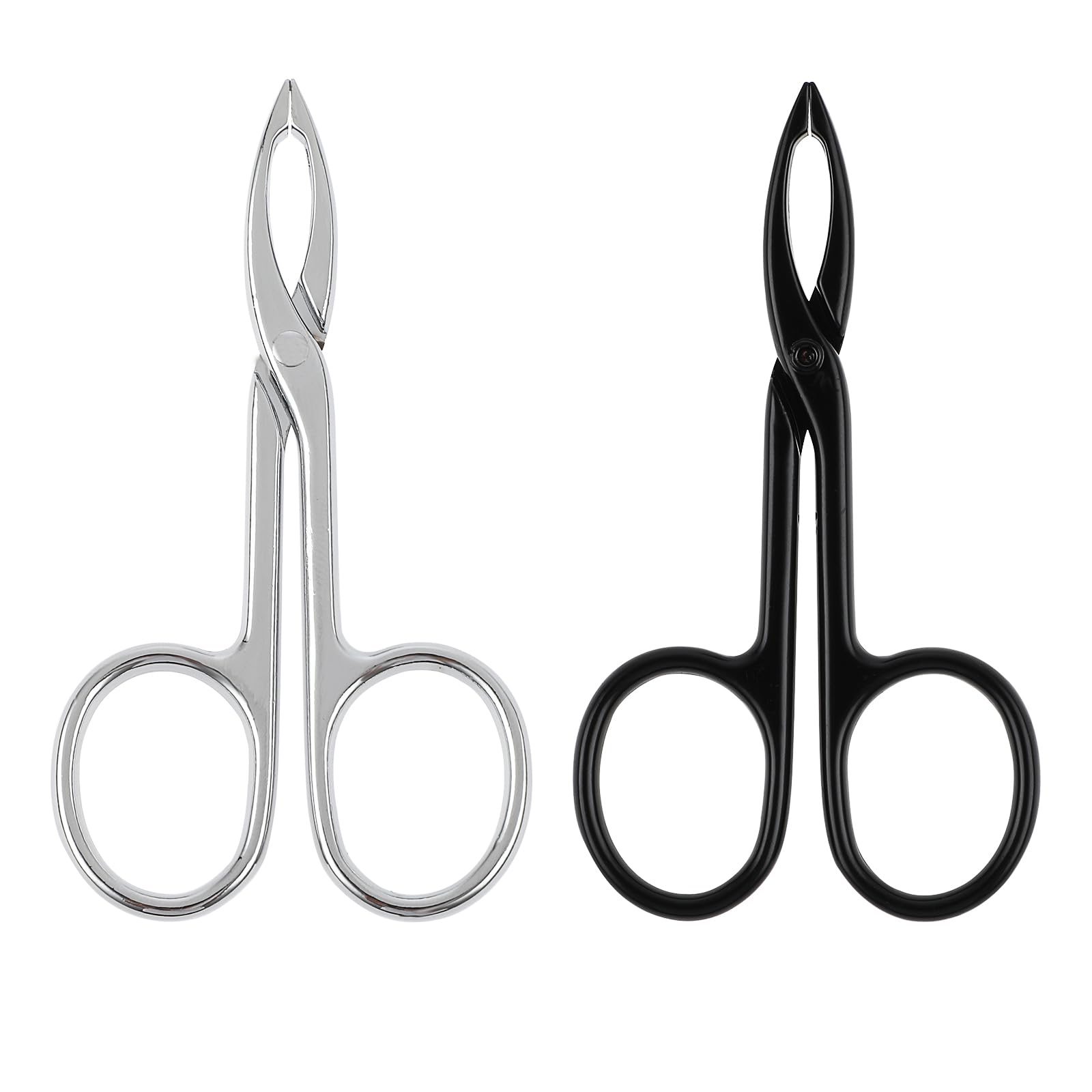 Photo 1 of 2 pcs Tweezers Scissor Handle, Straight Tip Scissor Shaped Eyebrows Tweezers, Stainless Flat Hair Plucker for Women Man Remover Facial Hair Eyebrows Care (Silver and Black)