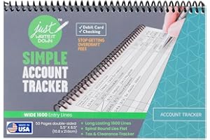 The Superior Register - Simple Account Tracker - Big Checkbook Register & Financial Ledger - Debit Card Register - Bank Register - 1 Pack, Teal, Wide Edition