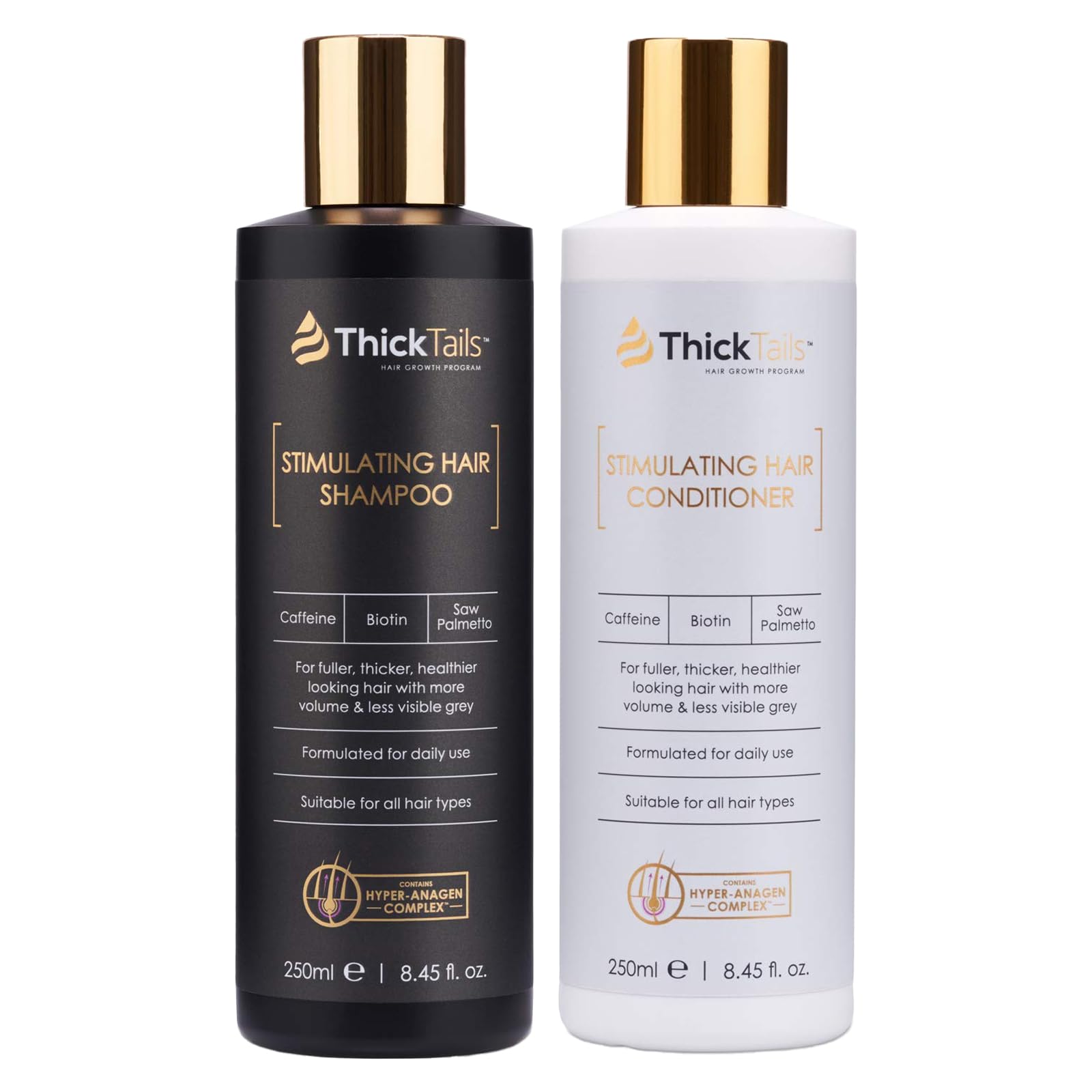 ThickTails Hair Growth Shampoo & Conditioner Set for Women – Vegan Sulphate-Free Routine with Biotin, Caffeine & Botanicals for Fuller-Looking, Colour-Safe Results