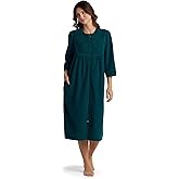 Miss Elaine Women's Brushed Back Terry Long Robe, Zipper Robe, Sleepwear and Loungewear