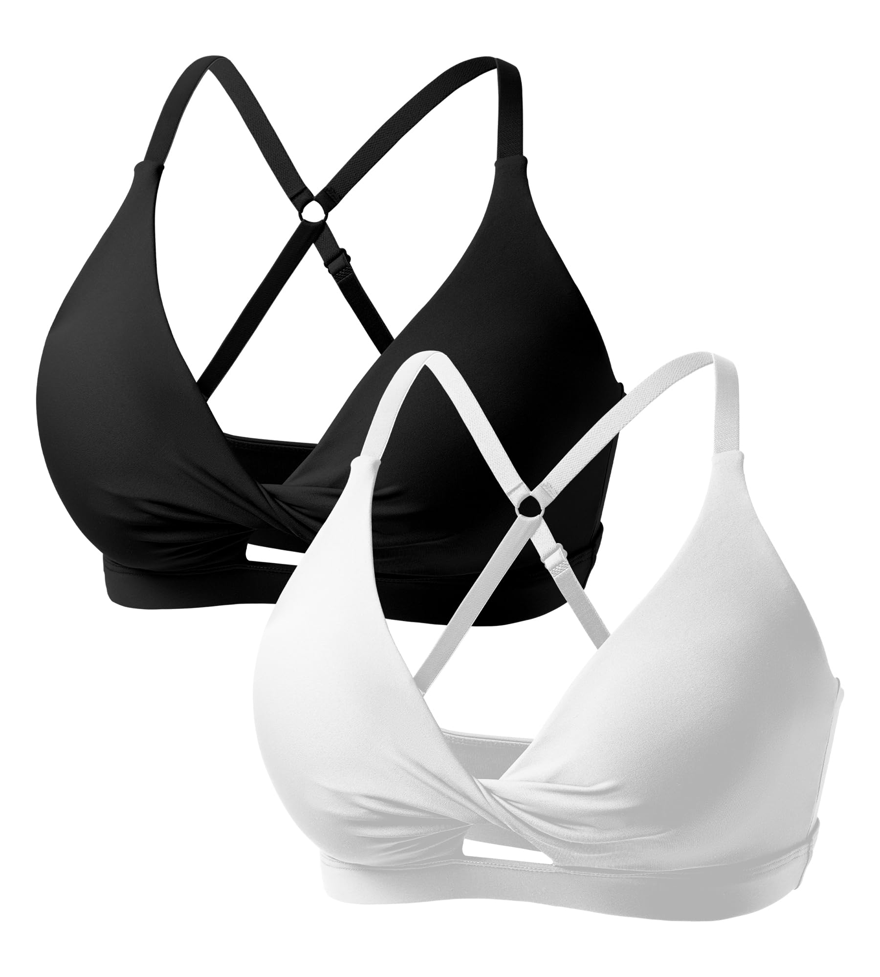Photo 1 of **ONE ONLY** ULTREAGLE Padded Sports Bras for Women - Strappy Sports Bra Workout Tops for Women Twist Front Gym Tops Black S