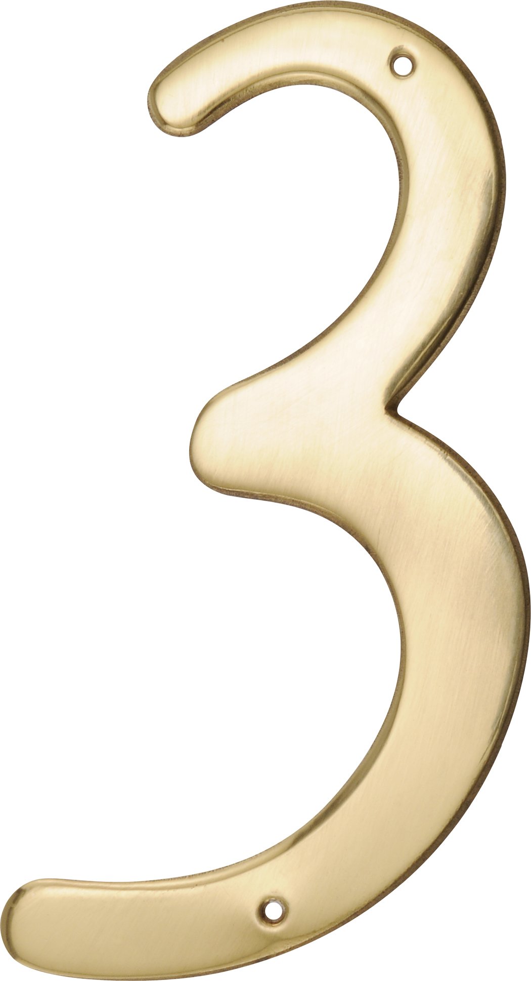 HIllman 847045 4-Inch Nail-On Traditional Solid Brass House Number 3, 1 Count (Pack of 1)
