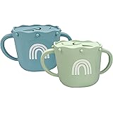 Hippypotamus Snack Cups for Toddlers - Spill Proof - 100% Food-Grade Silicone Snack Containers for Baby - Set of 2 (Sage/Fog)