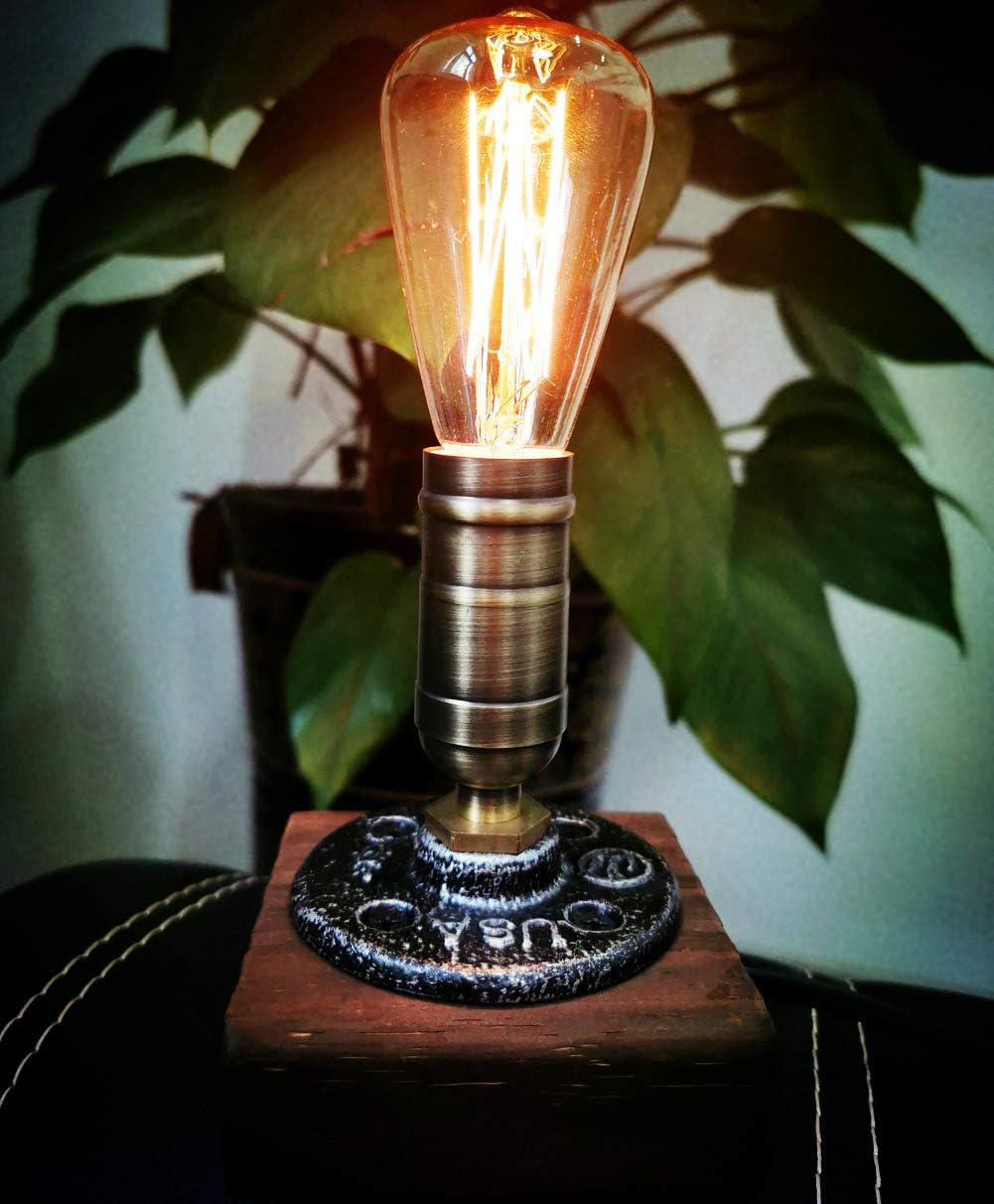JINYU Vintage Weathered Wood Table Lamp
