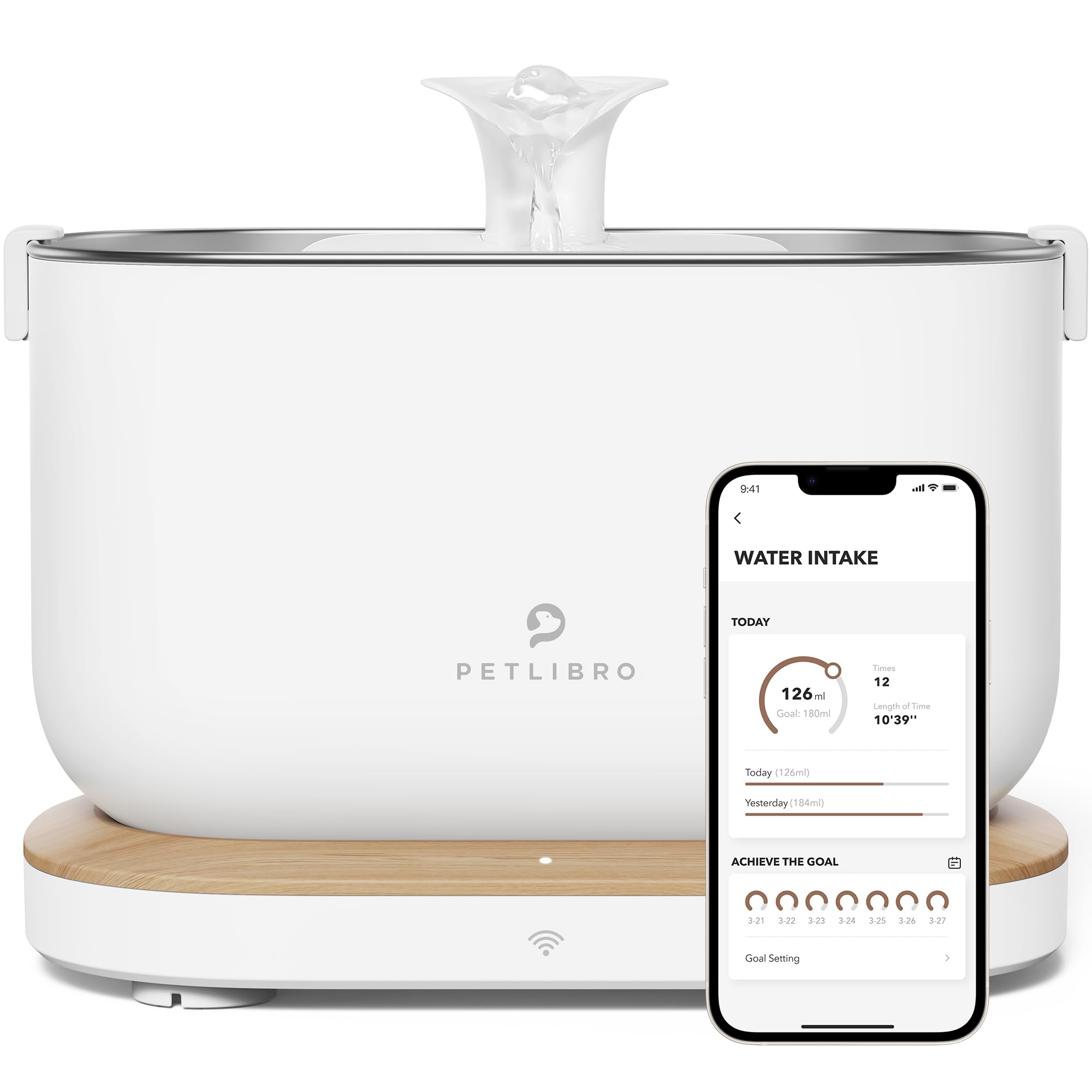 Photo 1 of PETLIBRO App-Controlled Cat Water Fountain, Pet Water Fountain with Stainless Steel Tray, Water Fountains for Cats Indoor with Drinking Monitoring, 2.4G Wi-Fi Cat Fountains for Drinking