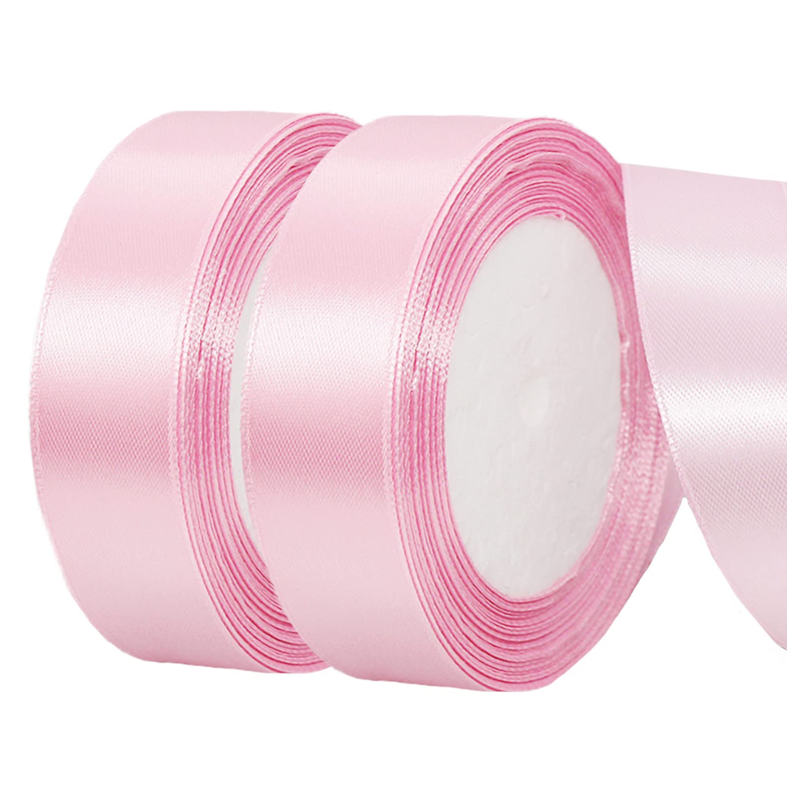 YAAVAAW 2 Rolls Dark Pink Ribbon 25mmGift Wrapping 22M,Double Sided Dark Pink Satin Ribbon 25mm Thick Fabric RibbonCrafting Cake Ribbon,Hair Bow Ribbon,Christmas Decoration,Wedding Car Ribbon — image 1