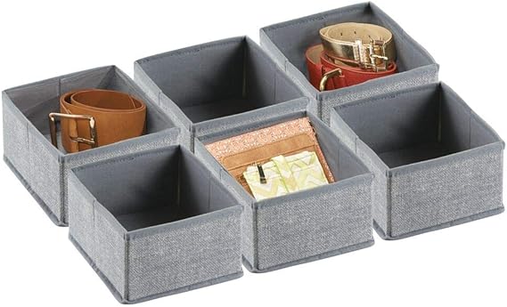 mDesign Juego de 6 cajas organizadoras de tela – Ideales y pequeños