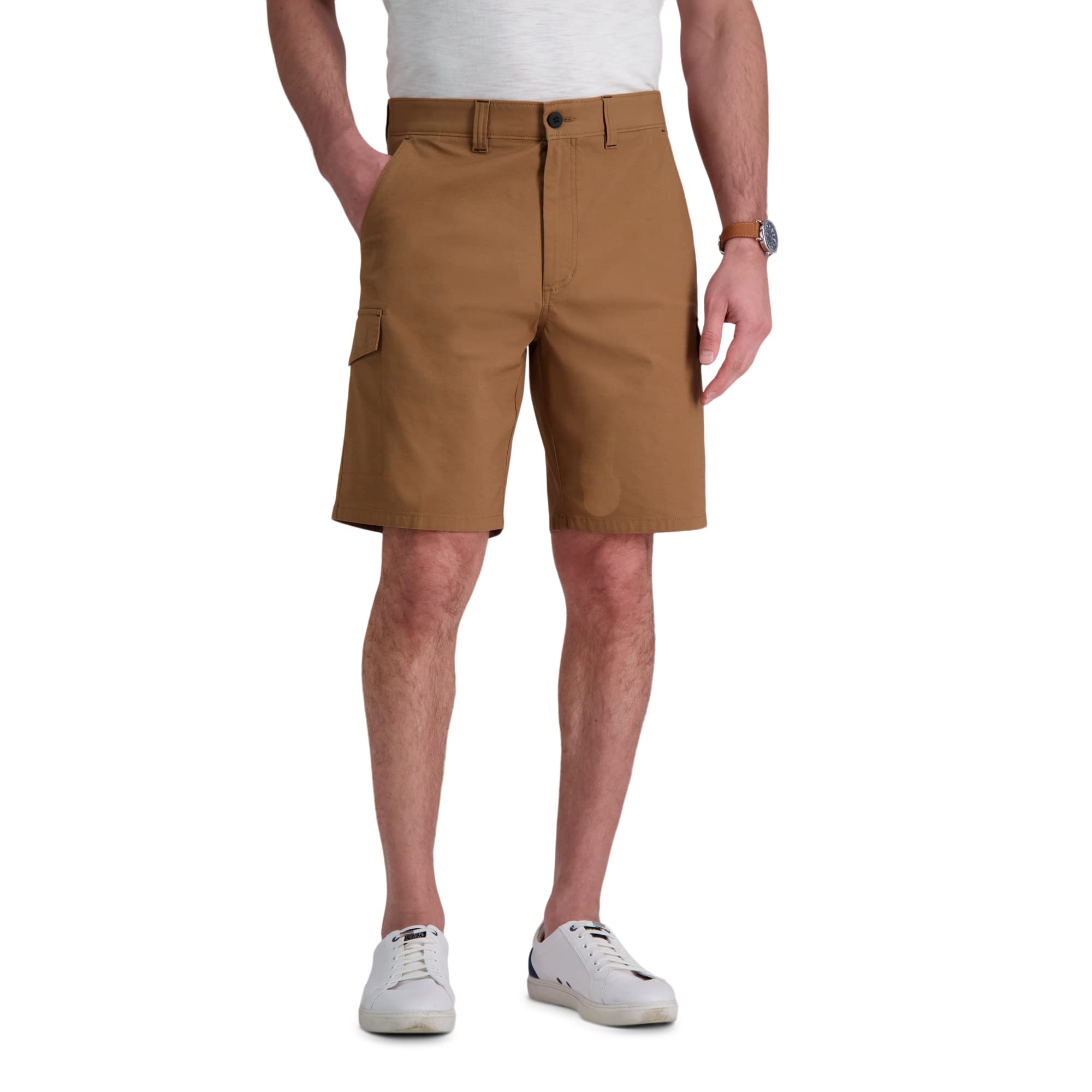 Haggar Men’s Stretch Cargo Short (Regular and Big and Tall Sizes), Toast, 32