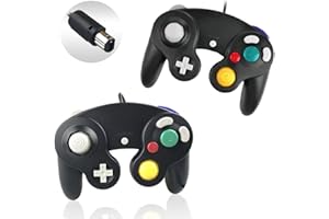 Gamecube Controller, Reiso 2 Pack Classic NGC Wired Controller for Wii Gamecube(Black and Black)