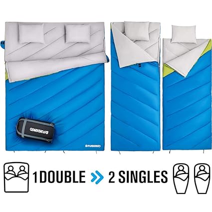 Fundango Sleeping Bag Double 2 Person Sleeping Bags For Adults Cold Weather Extreme 0 Degree Lightweight Compact Waterproof For Camping Backpacking