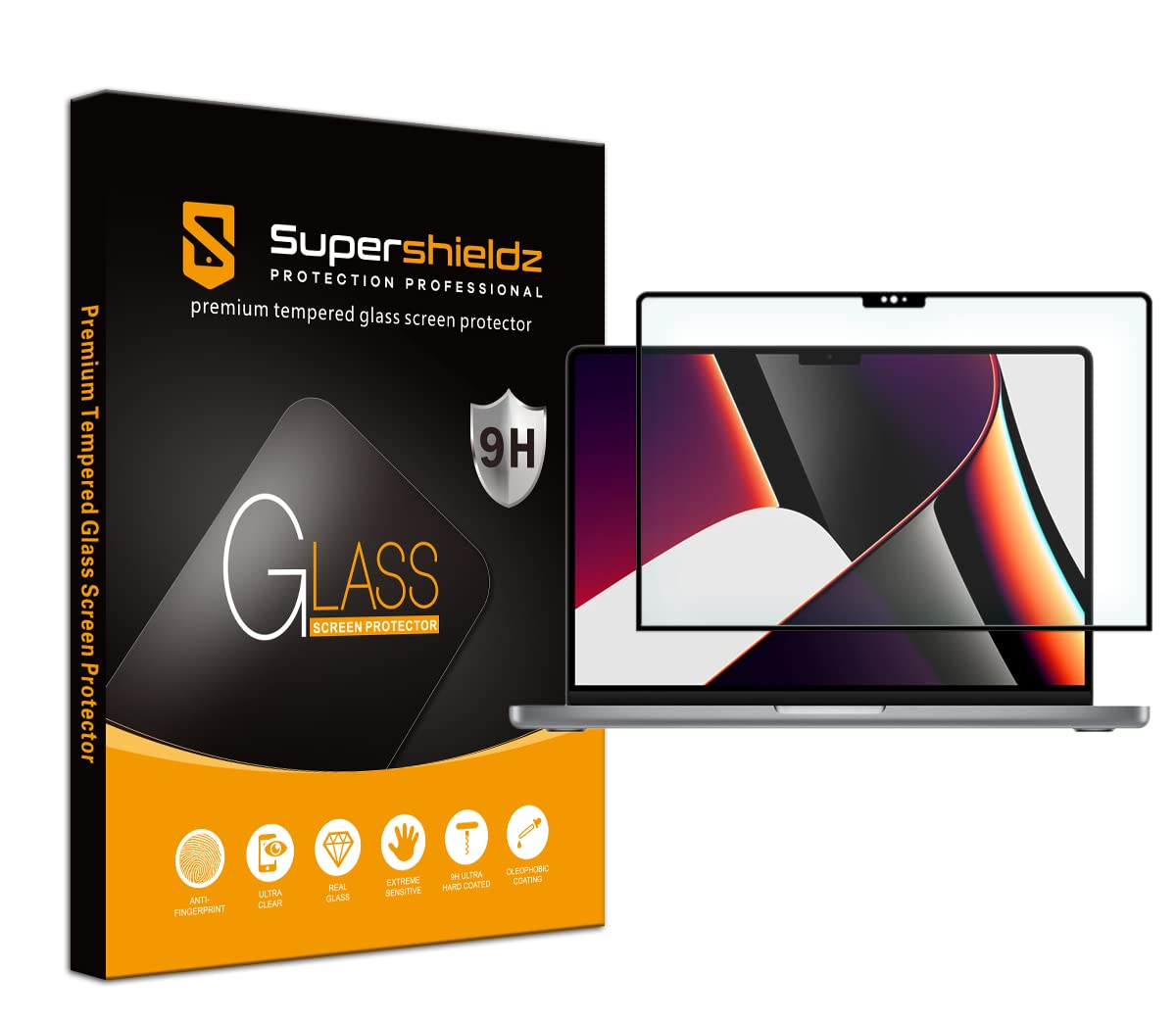Photo 1 of Supershieldz Designed for MacBook Pro 14 inch (M4, M3, M2, M1, Pro/Max) Tempered Glass Screen Protector, Anti Scratch, Bubble Free