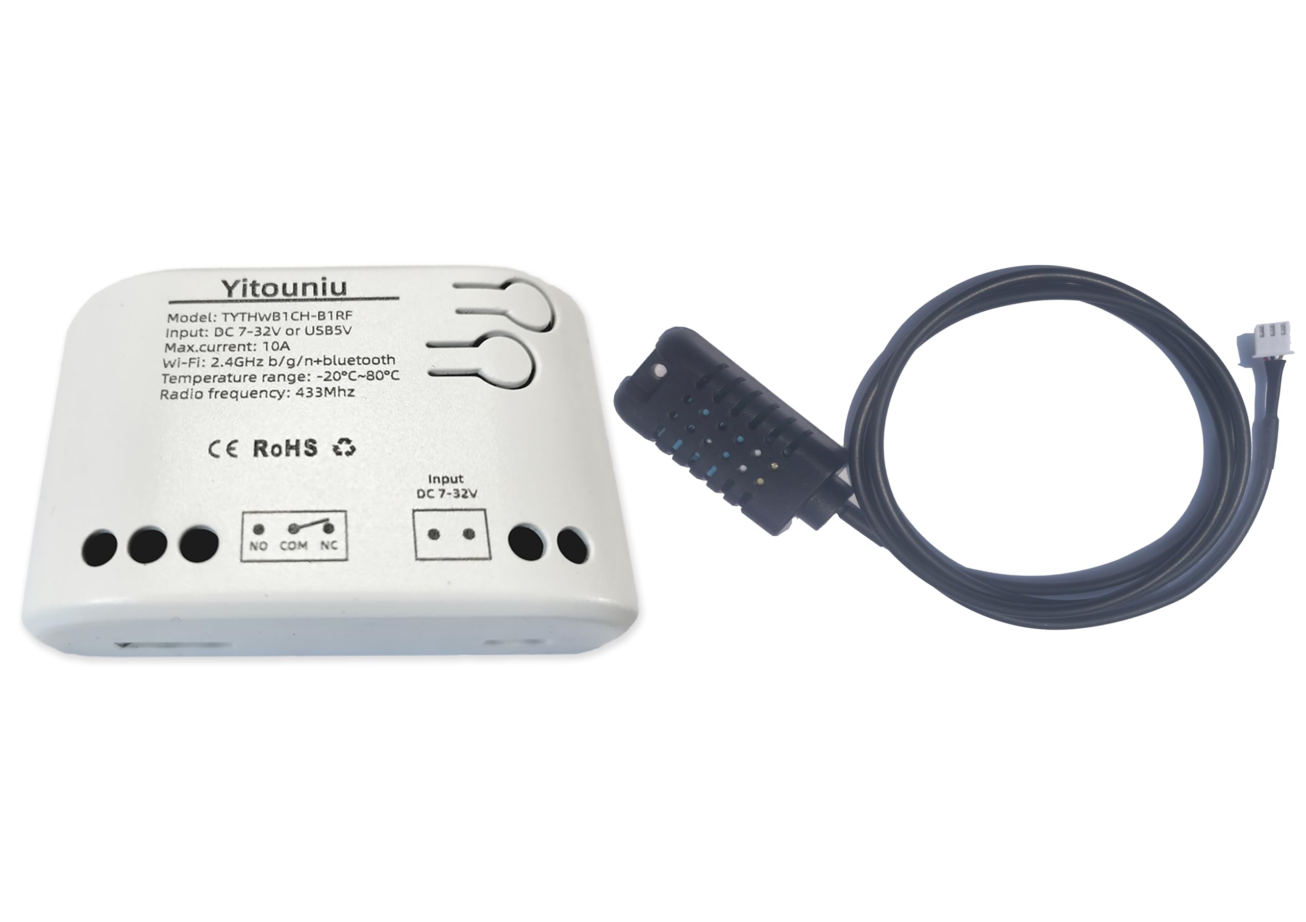 Photo 1 of Yitouniu 1CH Tuya WiFi Intelligent Temperature and Humidity Sensor | Dry Contact Relay | Real-Time Monitoring Intelligent Module | Compatible with Alexa Google (Temp. and Hum. Sensor, 7-32V)