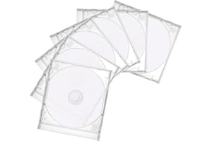TSUGAMI 6PCS Standard Single Car CD Jewel Case, Clear 10mm Slim Vehicle Disc DVD Cover Holder with Assembled Tray, Transparen