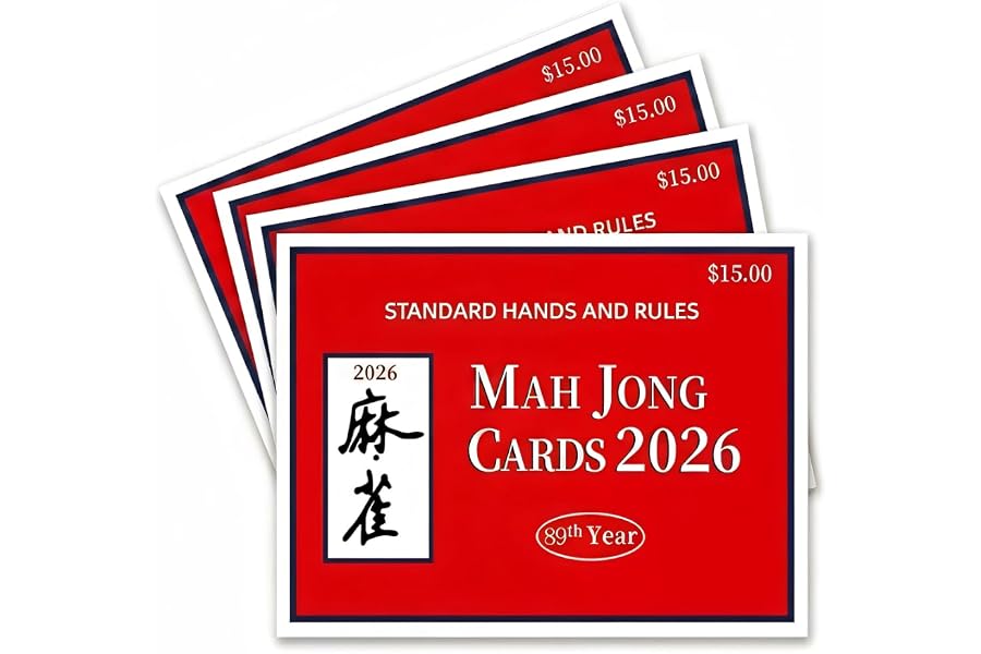 COKNUMBER 2026 Mahjong Cards Official, 4 Pack American Mahjong Cards, Large Print Easy-to-Read Reference Cards for NMJL Players, Mahjong Clubs, Game Groups and Tournaments