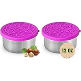 TAVVA 2 X 12 oz Containers with Lids - Leakproof w/Silicone Lids - BPA Free - Dishwasher & Freezer Safe - Portable & Reusable - Stainless Steel Snack Containers 12oz